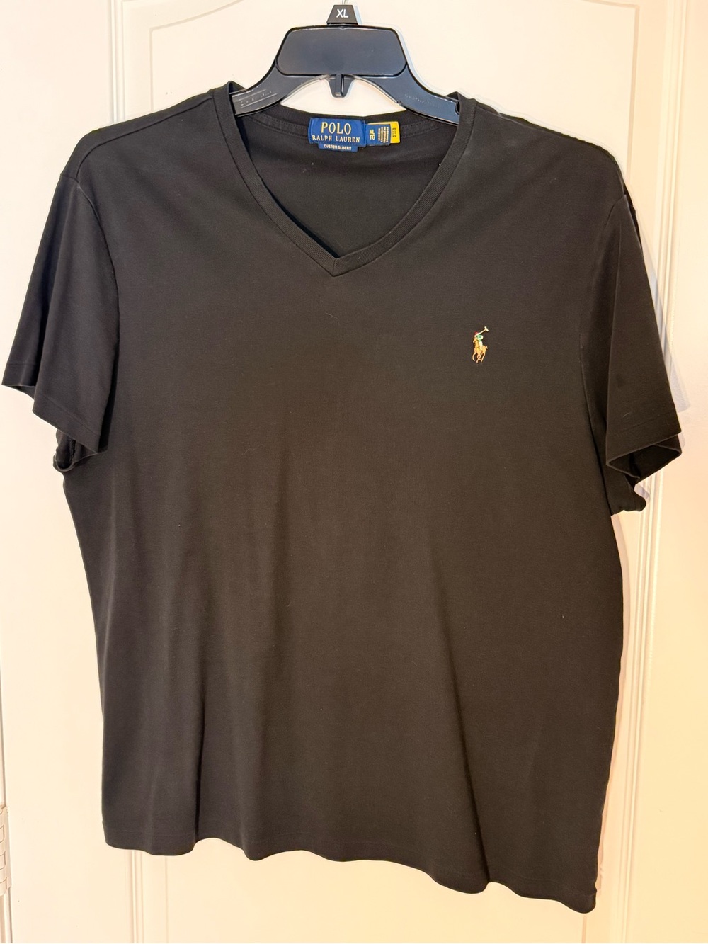 Polo Ralph Lauren Black V-Neck Tee with Embroidered Pony
